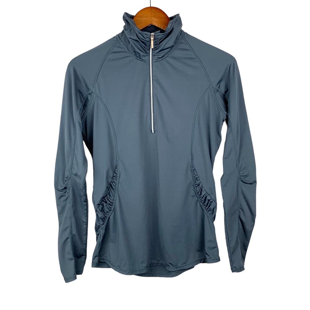 Sunice 1/4 Zip Pullover Women’s M Long Sleeve Top Ruched Gray Outdoor Golf